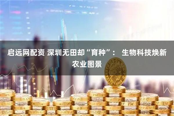启远网配资 深圳无田却“育种”： 生物科技焕新农业图景