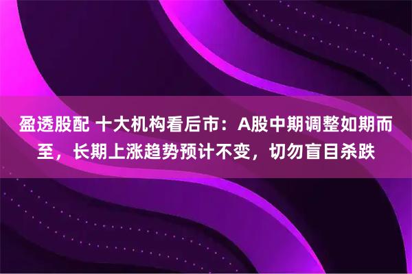 盈透股配 十大机构看后市：A股中期调整如期而至，长期上涨趋势预计不变，切勿盲目杀跌